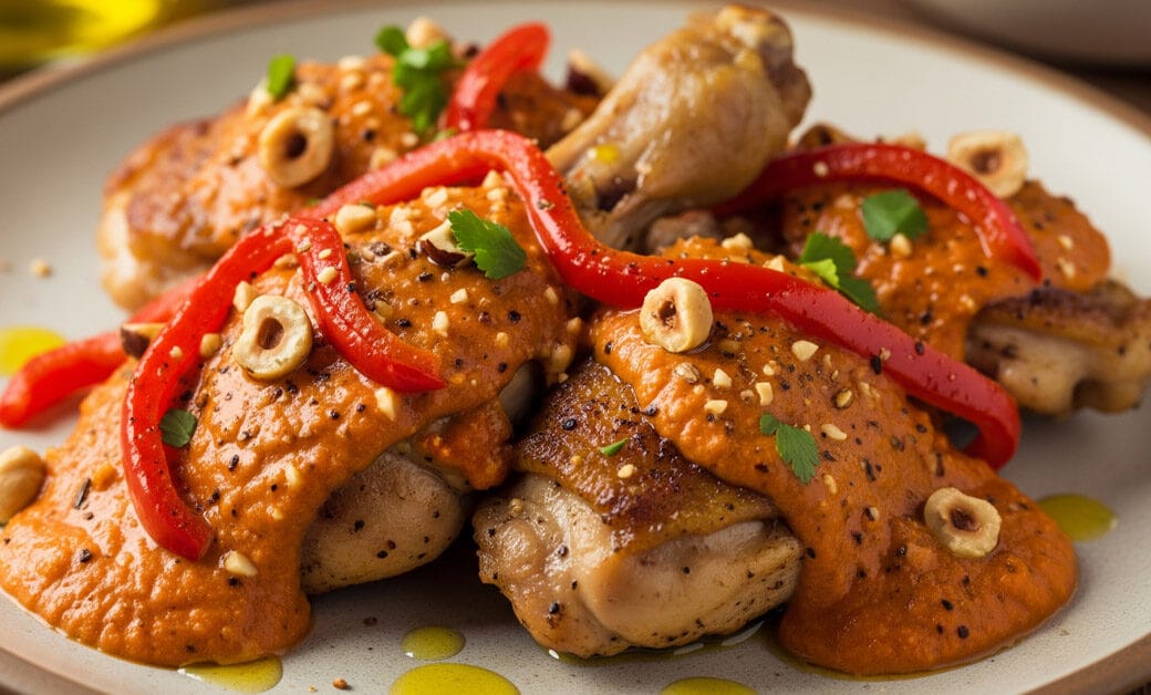 Geroosterde kip met romesco saus